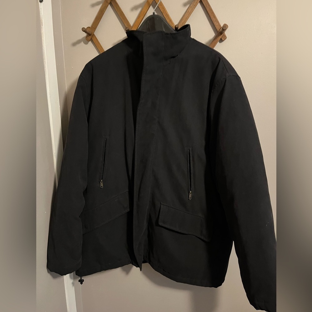 Savane chore coat lots of pockets quilted inside minimalist  men’s large black